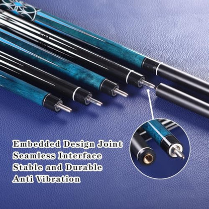 Glass Fiber Pool Cue, 2-Pieces Pool Cue Stick - 58" Professional Billiard Pool Cues Sticks, 19-20 oz Professional Pool Stick Set (with Cue Case & Glove) - color: Cue Set A