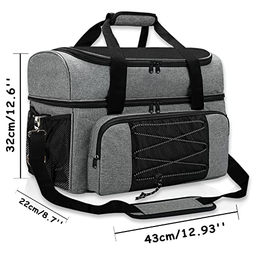 LRTJ Bowling Bags 2 Balls and Shoes-Bag for Bowling ball-Bowling bag with Wooden Ball Holder-Double Balls Tote Bag fits a Single Pair of Bowling Shoes Up to Mens Size 16 and Extra Essentials