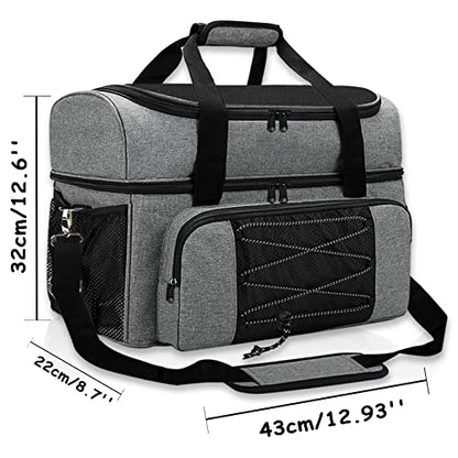 LRTJ Bowling Bags 2 Balls and Shoes-Bag for Bowling ball-Bowling bag with Wooden Ball Holder-Double Balls Tote Bag fits a Single Pair of Bowling Shoes Up to Mens Size 16 and Extra Essentials