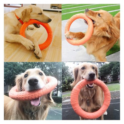 A Pcs Dog Ring Thing Sturdy Chewing Flying Floating Training Tools Fetch Small Medium Large Dogs Throwing Catching Flying(Orange) - color: Orange