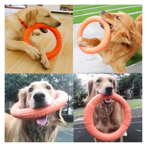 A Pcs Dog Ring Thing Sturdy Chewing Flying Floating Training Tools Fetch Small Medium Large Dogs Throwing Catching Flying(Red) - color: Red