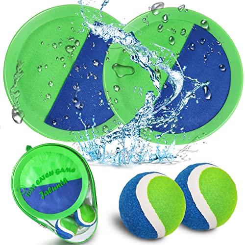 Jalunth Ball Catch Set Games Toss Paddle - Beach Toys Back Yard Lawn Outdoor Pool Backyard Camping Throw Age 3 4 5 6 7 8 9 10 11 12 Years Old Boys Girls Kids Adults Family Outside Easter Gifts Green - color: Green