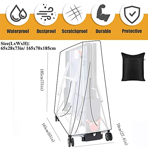 Table Tennis Table Cover Outdoor Indoor Foldable Ping Pong Table Protector Waterproof Dustproof Folding Table Tennis Table Storage Covers (210D Oxford Fabric)