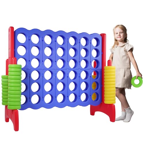Peekabu Giant 4-in-A-Row Connect Game Outdoor, 3.5FT Jumbo 4-to-Score Yard Game for Kids & Adults, 42 Rings & Quick-Release Slider