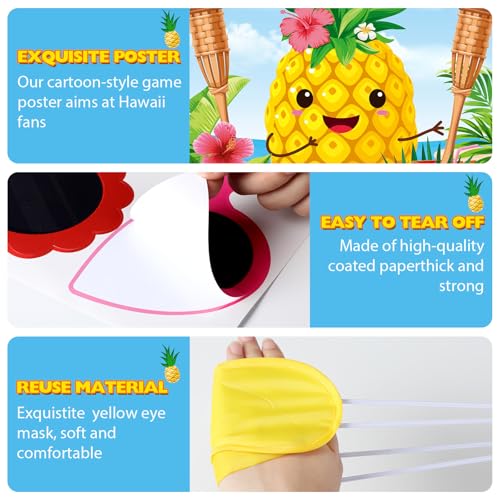 Faccito Hawaiian Party Game Luau Games Summer Tropical Pin the Sunglasses on Pineapple Pin the Coconut on Palm Tree with 24 Pcs Stickers for Tiki Summer Beach Hawaii Luau Party Supplies(Pineapple) - style: Hawaiian