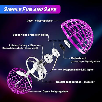 Fly Orb Hover Ball Floating Boomerang Spinner Drone Balls - Cool Toys Gifts for 6-15 Year Old Boys & Girls (Blue) (Purple_01) - color: 2026-purple