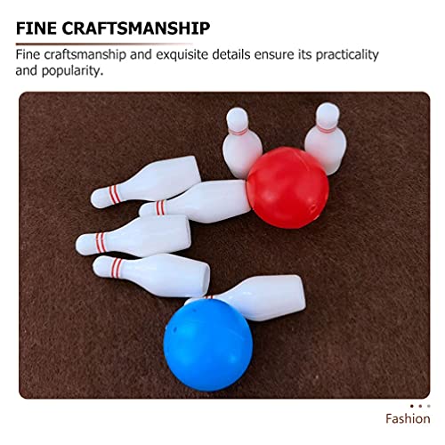 STOBOK Miniature Bowling Set for Dollhouse Accessories with 2 Red Balls 2 Blue Balls and 20 Pins Mini Desktop Bowling Model Toy for Kids and Home Decoration