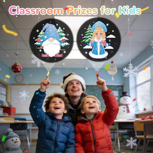 36 Pack Winter Party Favors LED Finger Lights, Glow in the Dark Flashlights Snowflake, Snowman & Penguin Projection, Light up Toys for Holiday Celebration, Christmas Party Supplies - style: Winter