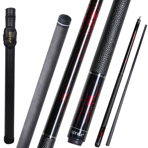 CUEELF Carbon Fiber Pool Cue Stick Leather Wrap Professional Low Deflection Billiard Cue Stick 12.5mm Carbon Fiber Technology Pool Cue - color: CA-SP-RED