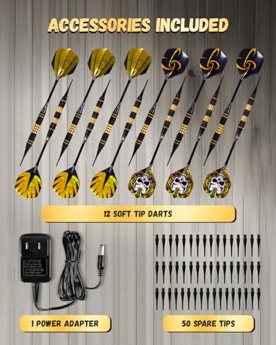 Electronic Dart Board, Decorative Dart Board Cabinet Set for Adults [12*Bronze Soft Tip Darts] [Cricket Game Mode]- Wooden Electric Dartboard Cabinet for Family Game Rooms - style: RETRO CASE