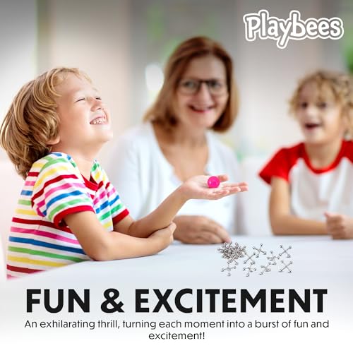 Playbees Metal Jacks Game Set - 12 Sets - Retro Kids' Entertainment with Metallic Jacks and Bouncy Ball - Classic Jacks Game for Fun and Skill Development - style: 12 Pack
