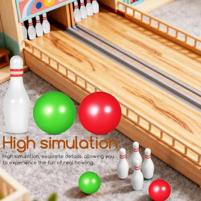 VOSAREA 1 Set Miniature Bowling Pin Set Dollhouse Bowling for Party Decorations Restaurants and Unique Home Decor High Simulation Design