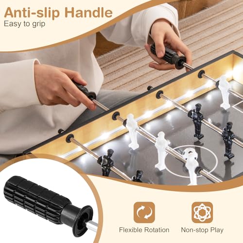 Giantex 20 Inch Foosball Table - Tabletop Football Table w/LED Lights, Realistic Players & 2 Balls, Wooden Soccer Game Table for Kids Adults, Mini Foosball Table for Party, Game Room, Family Night