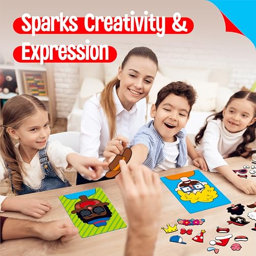 SpriteGru Magnetic Face Games, 55 PCS Giggle Face Magnetic Play Set-4 Basic Faces, Mix & Match Magnets, Endless Combinations Perfect Fun Travel Game for Kids