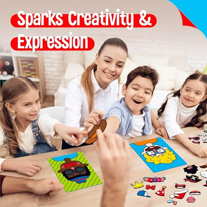 SpriteGru Magnetic Face Games, 55 PCS Giggle Face Magnetic Play Set-4 Basic Faces, Mix & Match Magnets, Endless Combinations Perfect Fun Travel Game for Kids