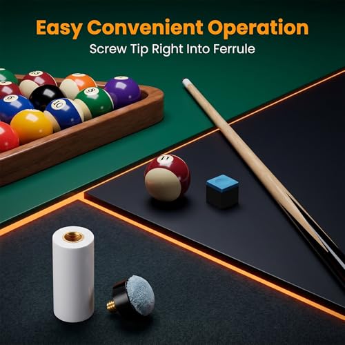 10 Sets Pool Cue Tips Replacement Kit Pool Stick Tips Screw On Pools Stick | 2 Sizes Tip Billiard Cues Tip with Gray Pools Cue Sticks Ferrules, Pool-Table Accessories(12mm/13mm, 5Sets Each)