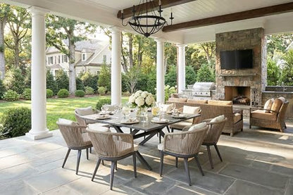 PURPLE LEAF 9 Pieces Outdoor Metal Furniture Set Patio Conversation Sets Dining Set, 1 Square Dining Table and 8 Modern Chairs with Cushions Seat Taupe - color: Taupe, size: 9 Pcs, style: Square