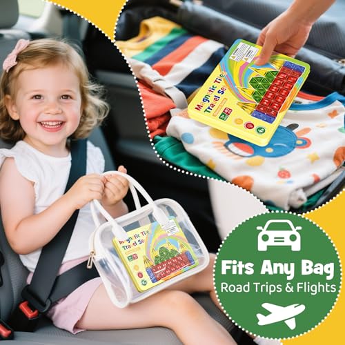 Mini Magnetic Tiles for Kids Ages 4-8, 40PCS Portable Travel Toys with Visual Storage Guide & Metal Storage Box, Compact Magnetic Building Blocks for Toddlers 3-5 Travel Activities - style: Diamond Texture Mini Magnetic Tiles - 40 PCS