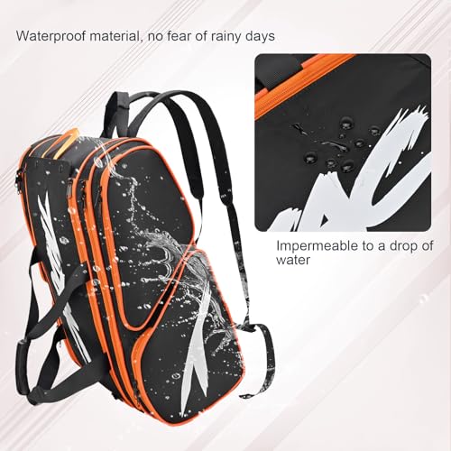 TILDOSAC Pickleball Bag - Large Paddle Bag for 4 Paddles & Accessories - Fence Hook, Extra Pockets, Shoe Compartment - color: Black