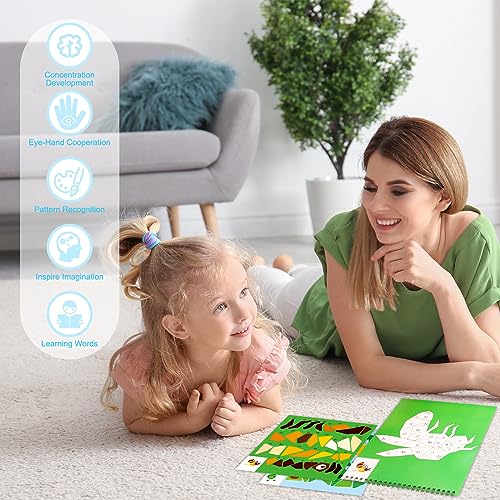 AEAHALY 4 Pack Paint by Sticker Kids Crafts for Kids Ages 4-8 Sticker by Number Books Boys and Girls Birthday Gifts Party Favor, Travel Toys for Toddlers Learning (Animal+Ocean+Insect+Horse) - style: Style2-4PCS