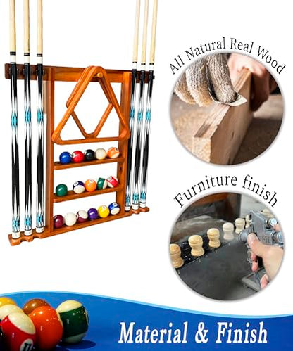 Pool Cue Stick Holder Wall Mount, Pool Cue Holder, Billiard Cue Rack For Pool Table Accessories. Pool Table Stick Holder Wall Mount Made Of 100% Solid Wood (Dark Oak) - color: Dark Oak