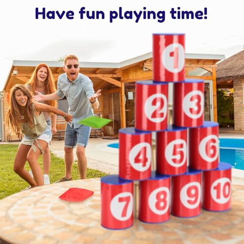 Hungdao 3 Sets Carnival Games Combo Set, Dart Board with Balls Plastic Cones Ring Bean Bags Toss Game for Boys Girls Adults Family Birthday Yard Indoor Outdoor - style: Creative Style