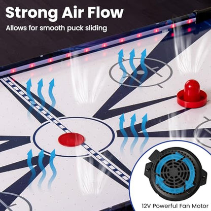 KOTEK 54 Inch Air Hockey Table, Light-Up Table Hockey with Digital Led Scoreboard & Powerful 12V Motor, Hockey Table Game for Game Room, Home & Office, Includes 2 Pucks & 2 Pushers