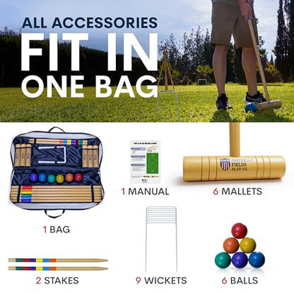 Premium Croquet Set for Adults – Deluxe Croquet Sets for Families with 35'' Wooden Mallets, Polymer Balls, Carrying Bag – Classic Outdoor Game and Lawn Play
