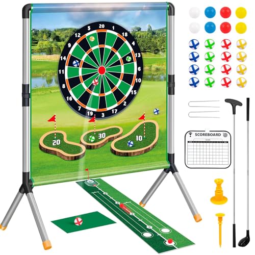 Golf Game Play Set, Golf Chipping Games for Kids with 16 Sticky Golf Balls, 8 Golf Balls, 2 Golf Clubs＆Golf Putting Game Mat, Indoor Outdoor Lawn Backyard Golf Gifts for Kids - color: Golf Game Set B