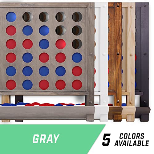 GoSports Wall Mounted Giant 4 in a Row - Jumbo Four in a Row with Coins - Gray Stain - color: Gray Stained