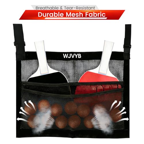 Premium Ping Pong Paddle Holder and Ball Holder Set - Under Table Tennis Racket Storage Case with Mesh Bag & Adjustable Straps, Easy Install Hanging Rack Organizer for Paddles and Balls