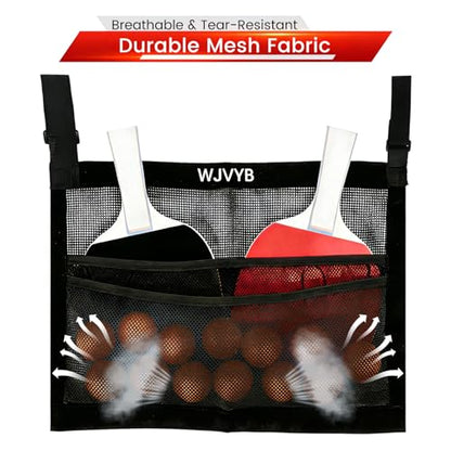 Premium Ping Pong Paddle Holder and Ball Holder Set - Under Table Tennis Racket Storage Case with Mesh Bag & Adjustable Straps, Easy Install Hanging Rack Organizer for Paddles and Balls