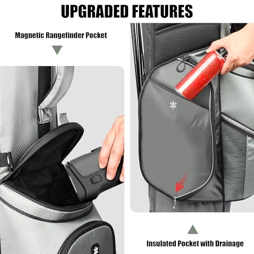 14 Way Full Length Dividers Golf Stand Bag, Lightweight Golf Bag with Stand for Men and Women Golf Club Carry Bag with Dual Strap & Rain Cover - color: Green