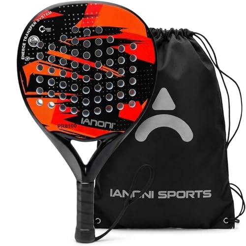 IANONI Padel Racket Carbon Fiber Surface with EVA Memory Flex Foam Core Padel Tennis Racquets Paddle Tennis Racket - color: PR8100 RED