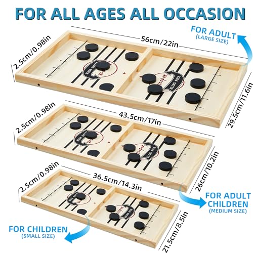 moopok Fast Sling Puck Game - 2 in1 Chess Board and Desktop Battle Super Winner Game,Fast Action Wooden Air Hockey Board Game,Adults and Kids Family Friend Funny Slingshot Game Toys - size: (2-in-1) Extra Large