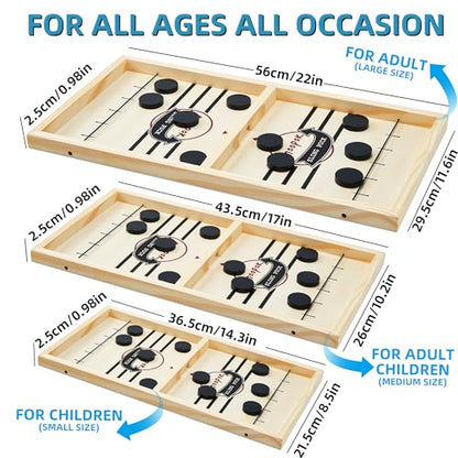 moopok Fast Sling Puck Game - 2 in1 Chess Board and Desktop Battle Super Winner Game,Fast Action Wooden Air Hockey Board Game,Adults and Kids Family Friend Funny Slingshot Game Toys - size: (2-in-1) Extra Large