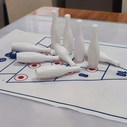 3-in-1 Tabletop Curling, Shuffleboard, and Bowling Game-Portable Family Game for Kids & Adults and Easy to Set Up Desktop Indoor/Outdoor Fun Game.