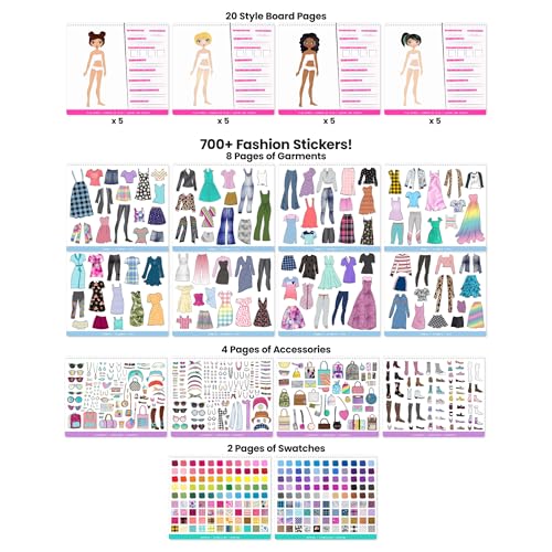 Fashion Angels Designer Kit for Girls, Fashion Activity Sticker Book with 700+ Stickers, Road Trip Essentials, Ideal for Kids Ages 6+ - style: Fashion Design