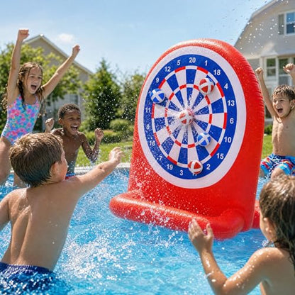 Inflatable Soccer Dart Board Toss Pool Floats - Fun Water Games Set, Swimming Pool Toys, Beach Yard Outdoor Ball Play, Summer Party for Kids Ages 8–12, Teens & Adults, Indoor/Outdoor Play