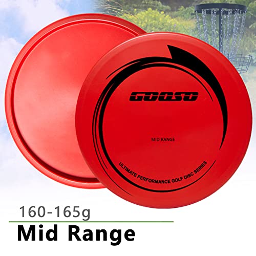 GOOSO Disc Golf Set - Driver, Mid-Range and Putter Discs with Disc Golf Bag for Outdoor and Backyard, Comfortable Plastic, 6 Pack | Driver, Mid-Range and Putter Discs with Comfortable Plastic - style: Bag Red