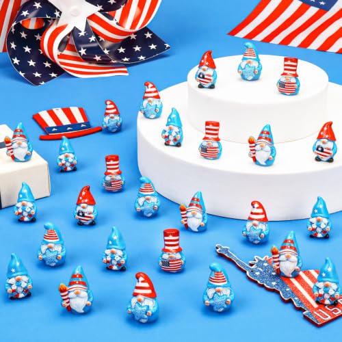 60 Pcs Patriotic Mini Resin Gnomes 6 Style 4th of July Tiny Gnomes Figures to Hide Independence Day Miniature Decor for DIY Craft Projects Party Favors and Desk Decor - style: 60Pcs-Patriotic Gnomes