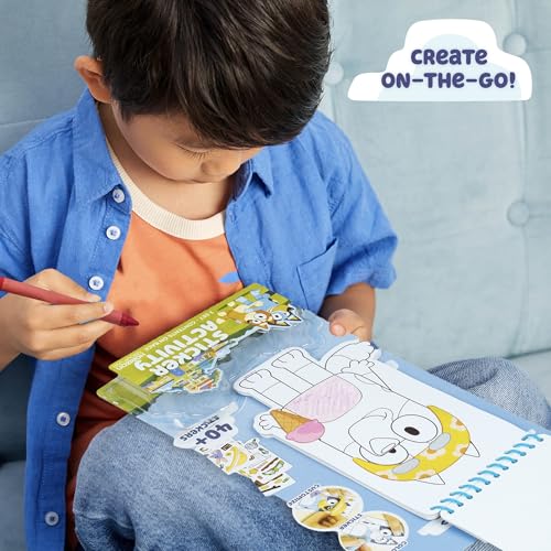 Bluey Sticker Activity Book, Includes 40 Stickers, Crayons, 2-in-1 Coloring & Sticker Book, Bluey Toys, Stickers for Kids, 5 Year Old Girl Gift, Coloring Books for Kids Ages 4-8, Toys & Games - style: Bluey Sticker Activity