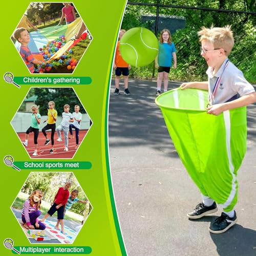 Jenaai Granny Pants Game Set Funny Outdoor Yard Games for Adults Giant Pants Toss Game with 12 Bouncy Balls 2 Pumps Backyard Lawn Party Games for Family Reunion BBQ Birthday - style: Tennis