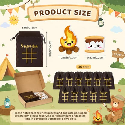 Sotiff 24 Sets Smore Fun Tic Tac Toe Party Favor Games with Drawstring Bags for Boys Girls Vbs Classroom Prizes Exchange Gifts - style: Smore Fun
