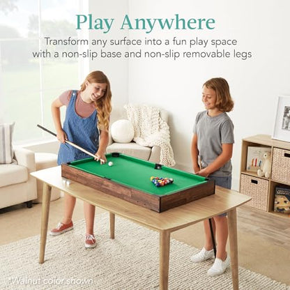Best Choice Products Tabletop Billiard Table, Pool Game Table for Living Room, Game Room w/ 2 Cue Sticks, Ball Set, Storage Bag - color: Gray