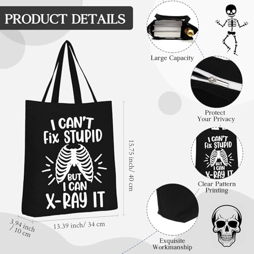 Sieral 2 Pcs Animal Lover Bag Gift for Women Travel Canvas Tote Portable Zipper Pouch Canvas Reusable Grocery Tote - style: X-ray