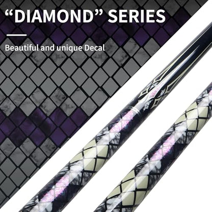 Kmise Professional Pool Cue Stick, 18 19 20oz Canadian Maple Cue Sticks, Low Deflection Shaft with Telescopic Carbon Fiber Extension Cue-Grid - color: Purple, style: 21OZ