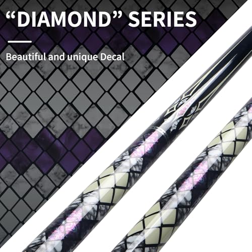 Kmise Professional Pool Cue Stick, 18 19 20oz Canadian Maple Cue Sticks, Low Deflection Shaft with Telescopic Carbon Fiber Extension Cue-Grid - color: Purple, style: 20OZ