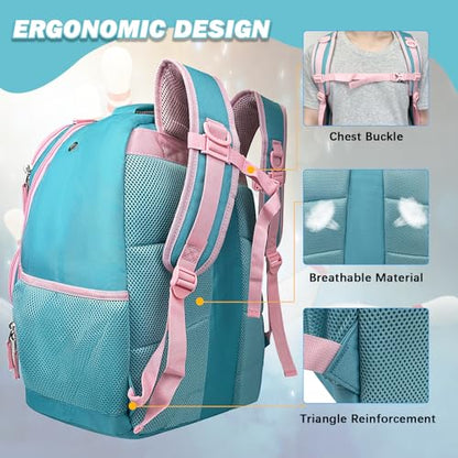WOLT Bowling Ball Bag,2 Ball Bowling Backpack with Protective Foam Padded & Shoe Compartment Fits Up to Mens Size 16 - color: Mint green