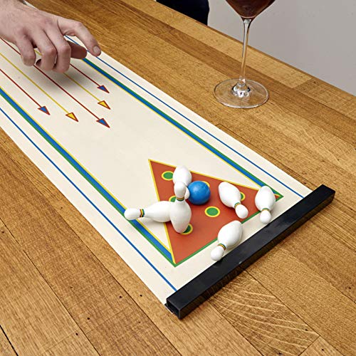 Kikkerland Tabletop Mini Arcade Board Game Bowling, Family Fun Game Night, Office Desk Office Desk Stress Relief Gadgets Small Finger Toys Fun Gag Gifts for Men Women Kids Teens